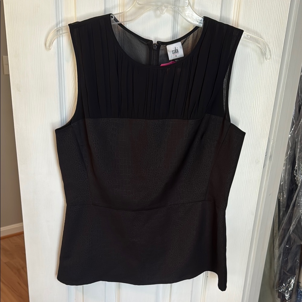 CAbi Black Textured Sleeveless Blouse